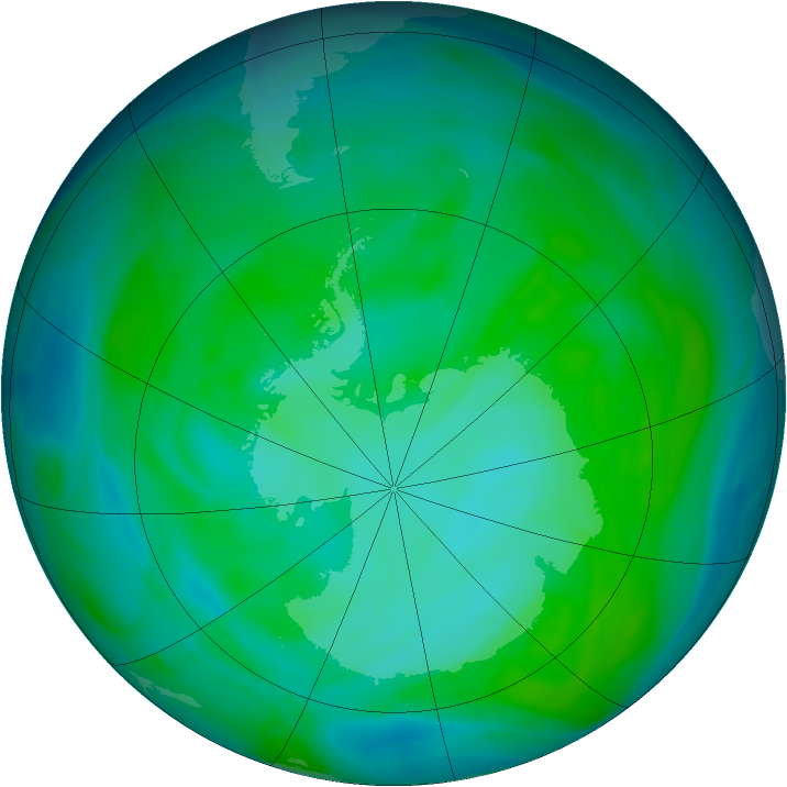 Antarctic ozone map for 27 December 2004